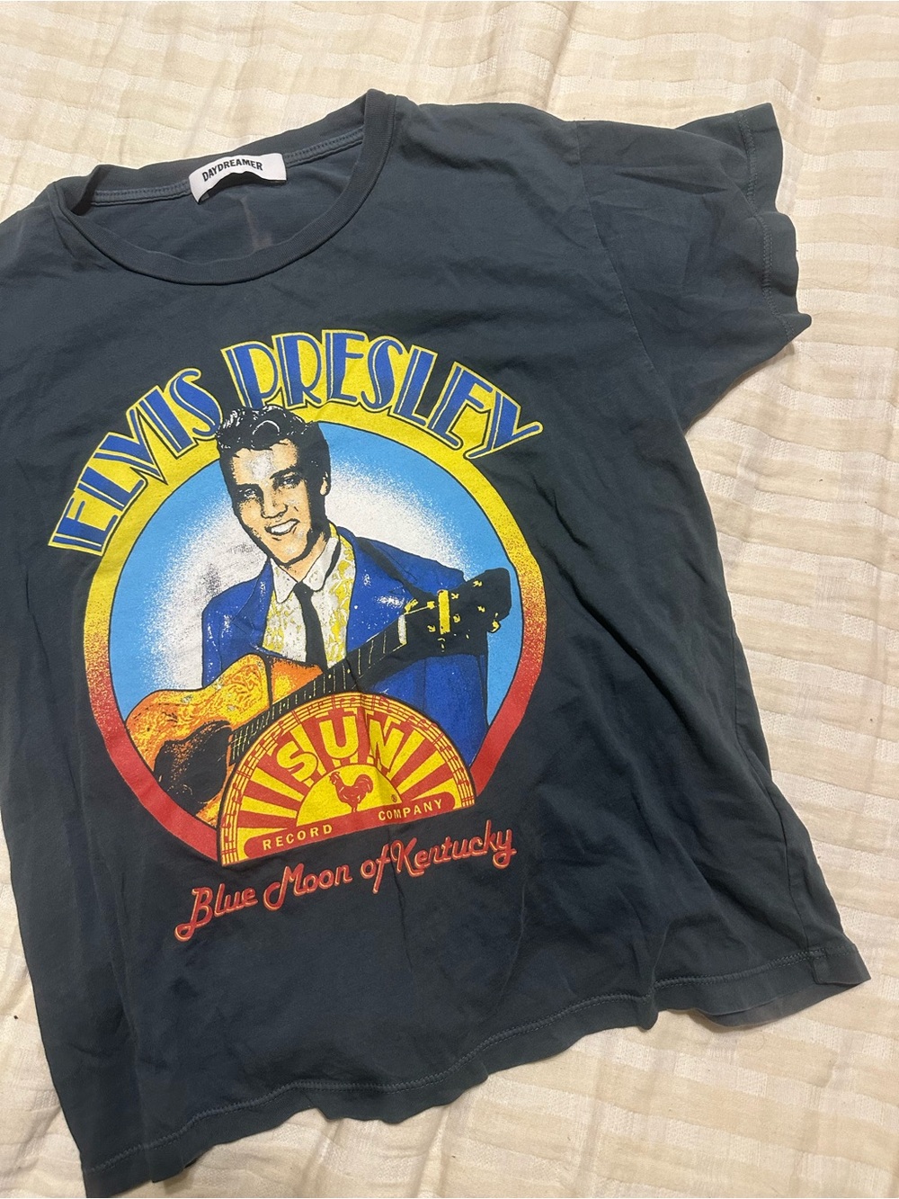 Daydreamer Black Elvis Presley Graphic Tee with Multicolor Print